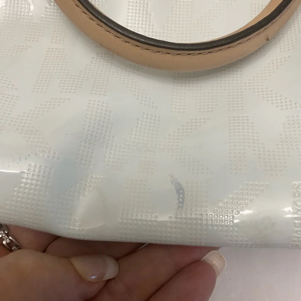 Michael Kors White and Tan Satchel